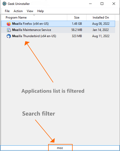 Geek Uninstaller Microsoft Store apps view